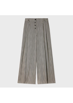 Paul Smith Women's Grey Herringbone Wide-Leg Pleated Trousers