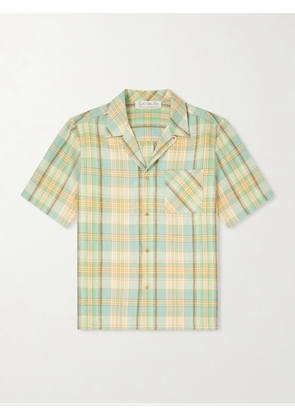 God's True Cashmere - Convertible-Collar Checked Linen Shirt - Men - Green - XS