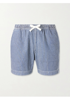 Drake's - Straight-Leg Striped Cotton Drawstring Shorts - Men - Blue - S