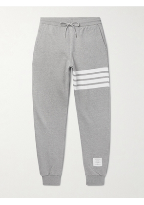 Thom Browne - Tapered Striped Loopback Cotton-Jersey Sweatpants - Men - Gray - 0