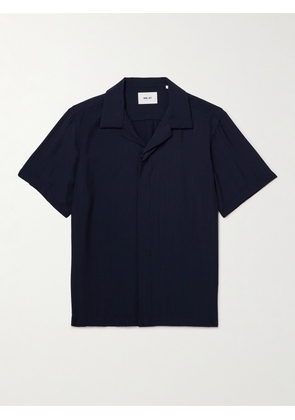 NN07 - Hank 5971 Camp-Collar TENCEL™ Modal-Blend Seersucker Shirt - Men - Blue - S