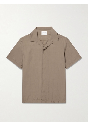 NN07 - Hank 5971 Camp-Collar Modal-Blend Seersucker Shirt - Men - Brown - S