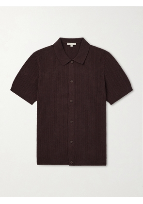 Onia - Ribbed-Knit Cotton-Blend Boucle Shirt - Men - Brown - S