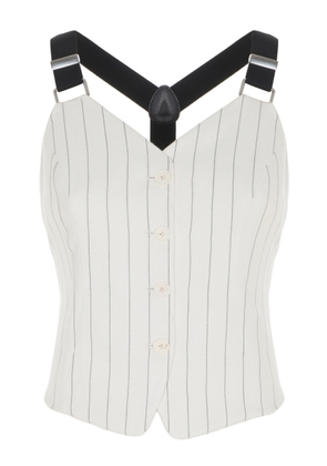 Ralph Lauren Donnella Pinstriped Cotton-Blend Bustier Top - Moda Operandi