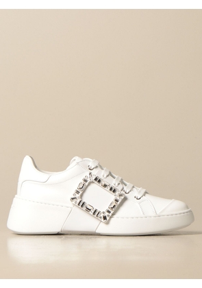 ROGER VIVIER Viv 'skate sneakers in leather with crystal buckle