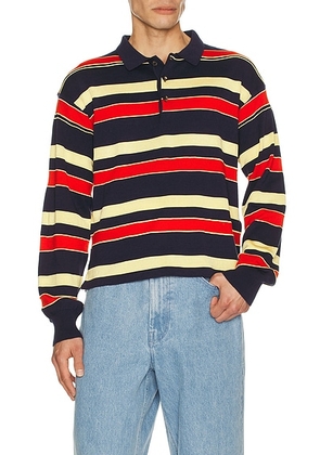 JW Anderson Knitted Rugby Polo in Navy - Blue,Red. Size M (also in L).