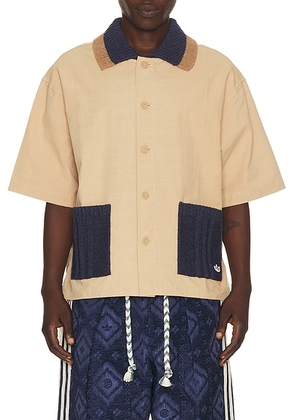 Adidas Originals x Clot By Edison Chen Guayabera Shirt in Beige - Beige. Size XL/1X (also in M, L).