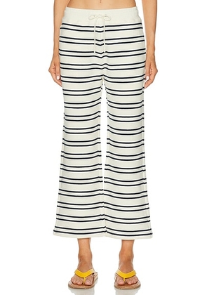 Negative Underwear Waffle Knit Cropped Pant in Sailor - Cream,Navy. Size XXL/2X (also in XS, S, M, L, XL/1X).