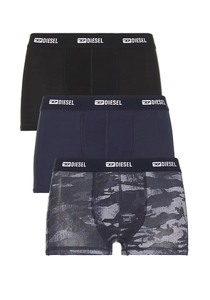 Diesel 3-Pack Boxer Briefs Plain And Camo in Black & Blue - Blue. Size XL/1X (also in S, M, L).