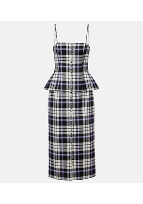 Carolina Herrera Checked trompe lâoil wool midi dress