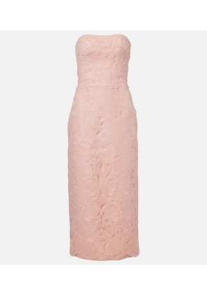 Costarellos Jillie embroidered organza bustier gown
