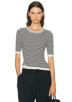 FRAME The Cruise Sweater in Cream Multi - Black,White. Size S (also in XS, M, L).