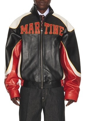 Martine Rose Superbowl Leather Jacket in Black Red - Black. Size M (also in ).