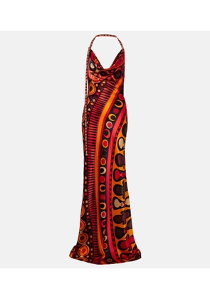Pucci Soleil open-back satin maxi dress