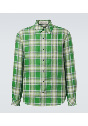 God's True Cashmere Harbor tartan linen shirt with lapis lazuli