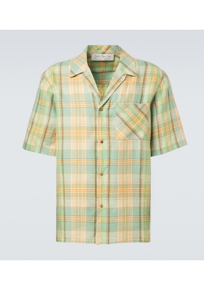 God's True Cashmere Moss plaid linen shirt with carnelian