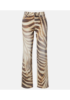 7 For All Mankind Stovepipe zebra-print straight jeans