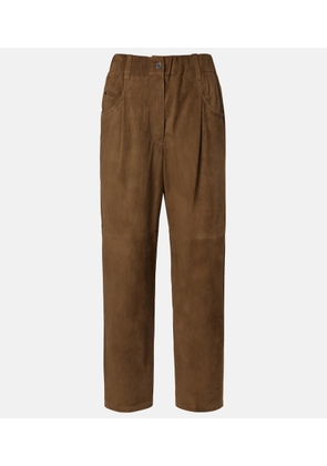 Brunello Cucinelli Monili suede straight pants
