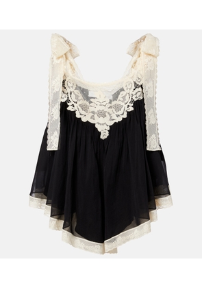 Zimmermann Roselight lace-trimmed cotton and silk top