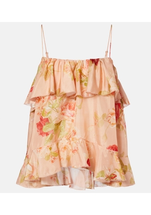 Zimmermann Roselight floral ruffled silk camisole