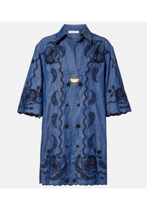 Zimmermann Embroidered cotton chambray minidress