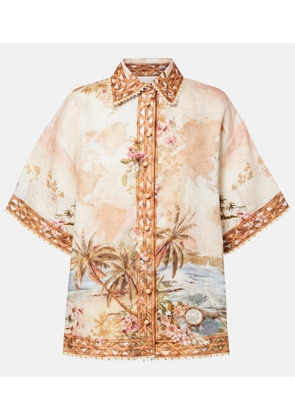 Zimmermann Mahon printed linen bowling shirt