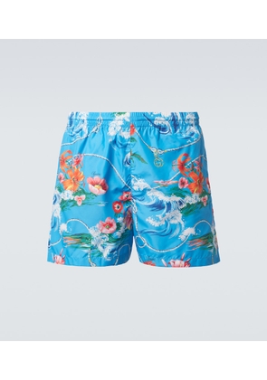 Gucci Printed poplin swim trunks