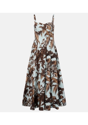Oscar de la Renta Printed cotton-blend poplin midi dress