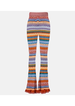 Etro Crochet striped cotton flared pants