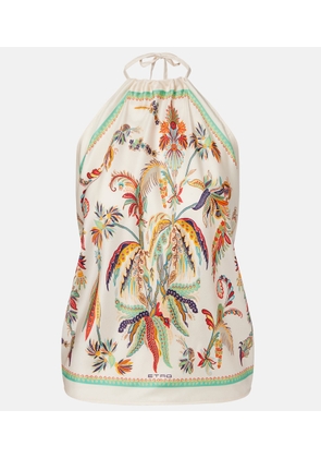 Etro Printed halterneck silk top