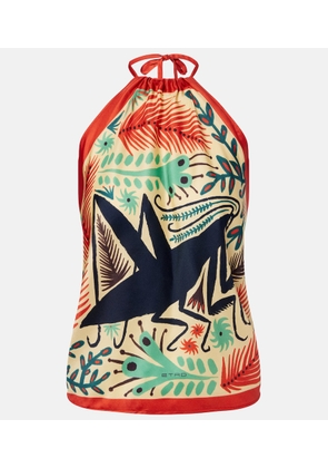 Etro Printed halterneck silk top