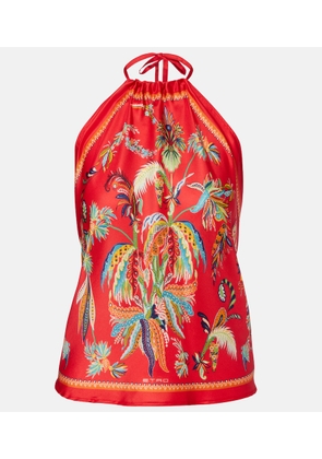 Etro Printed halterneck silk twill top