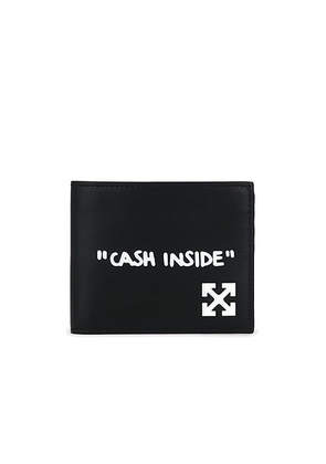 OFF-WHITE Jitney Quote Bifold Wallet in Black & White - Black. Size all.