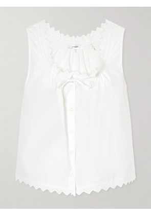 FRAME - Serene Broderie Anglaise-trimmed Cotton Poplin Tank - White - x small,small,medium,large