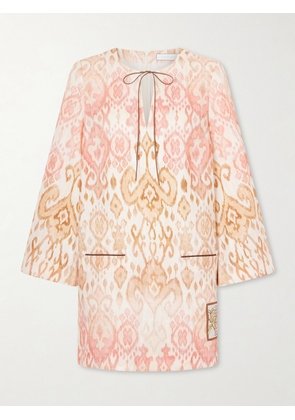 Zimmermann - Aster Shift Linen Mini Dress - Pink - 00,0,1,2,3,4