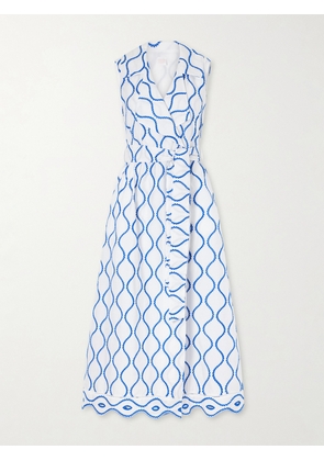Loretta Caponi - Noemie Double-breasted Striped Cotton-poplin Midi Dress - Blue - x small,small,medium,large,x large
