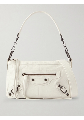 Balenciaga - Le City Moto Mini Crinkled-leather Shoulder Bag - White - One size