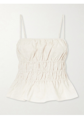 STAUD - Ayla Ruffled Linen Tank - Neutrals - x small,small,medium,large,x large