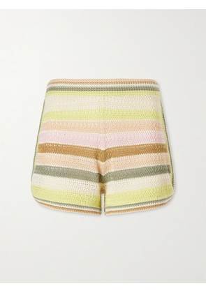 Zimmermann - Indra Striped Crocheted Cotton Shorts - Multi - 00,0,1,2