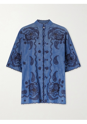 Zimmermann - Aster Embroidered Denim Shirt - Blue - 00,0,1,2,3,4