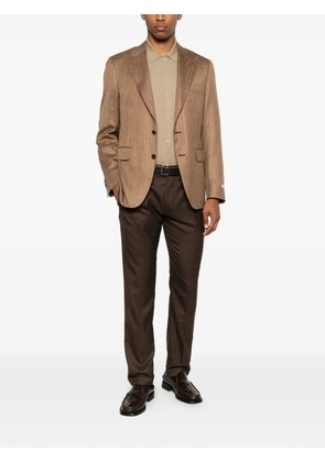 Canali herringbone-pattern notch-lapels blazer - Brown