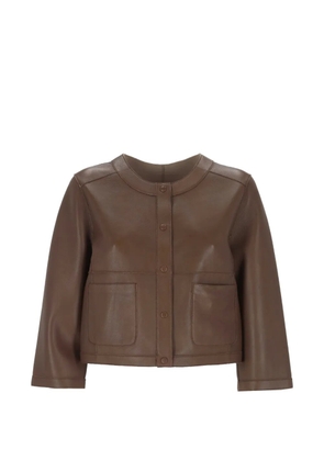 The Jackie Leathers collarless leather jacket - Brown