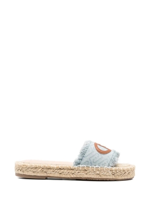 LIU JO logo-patch frayed flat espadrilles - Blue