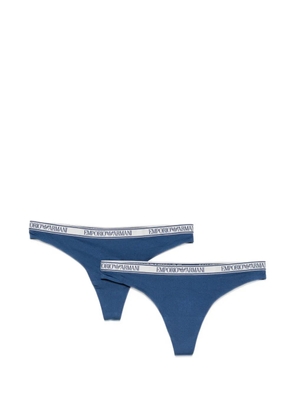 Emporio Armani logo-waistband thongs (set of two) - Blue