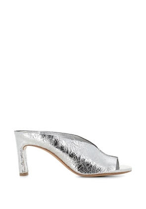Del Carlo Metis cracked-effect peep-toe heeled sandals - Silver