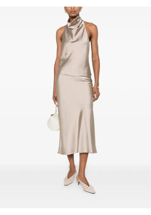 IMPERIAL satin-finish flared midi skirt - Neutrals