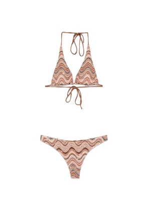 MC2 Saint Barth Naomi sequin-embellished zigzag-knit bikini - Neutrals