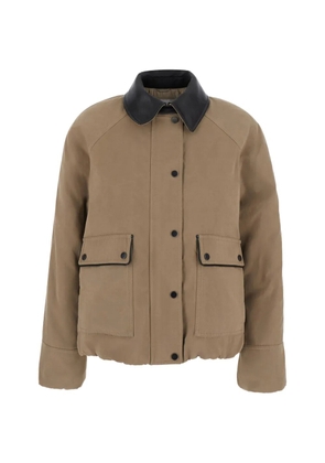 Brunello Cucinelli leather-trim panelled jacket - Neutrals