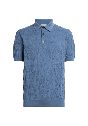 ETRO paisley-motif knit cotton polo shirt - Blue