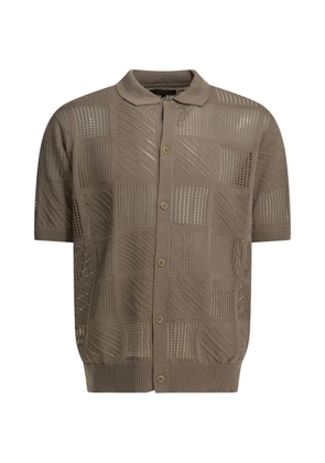 BEAMS PLUS geometric-patterned button-down polo shirt - Brown